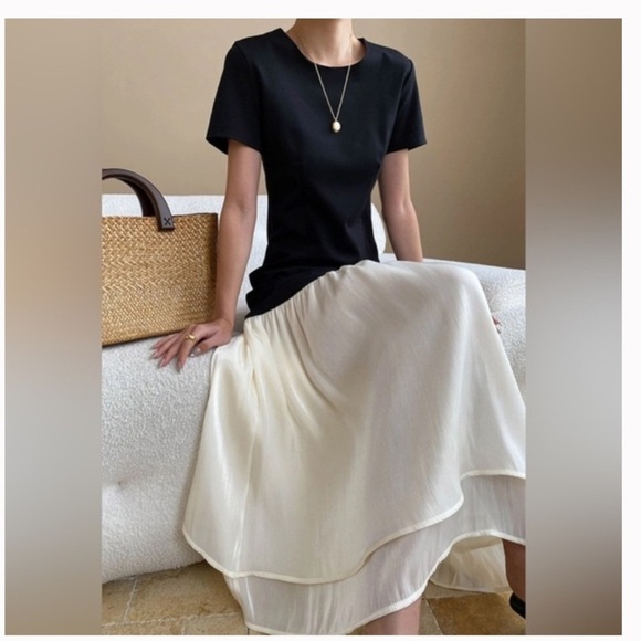 Elegant spliced maxi dress minimalist style new without tag - Picture 2 of 5